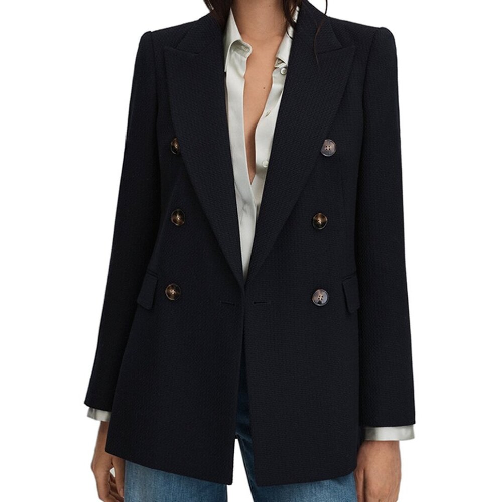 Reiss Lana Wool-Blend Twill Jacket US 4